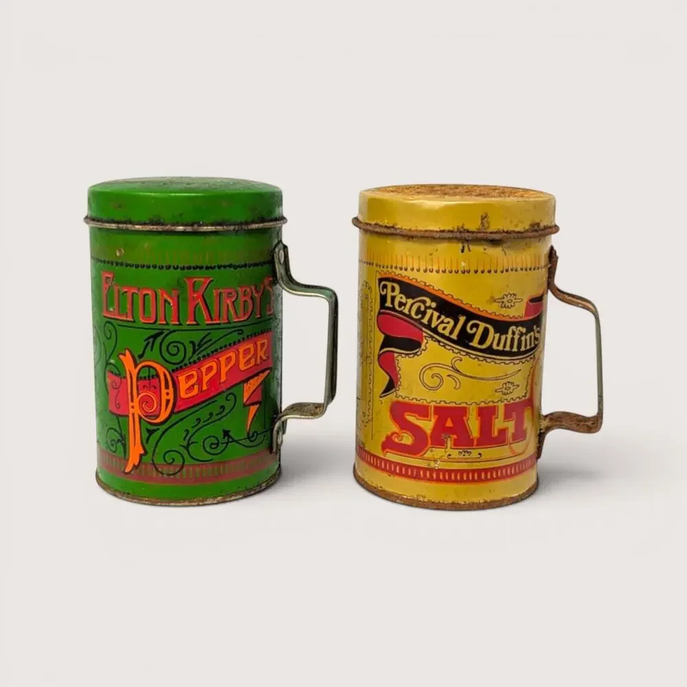 1960s Elton Kirby Percival Duffin Tin Salt Pepper Shakers